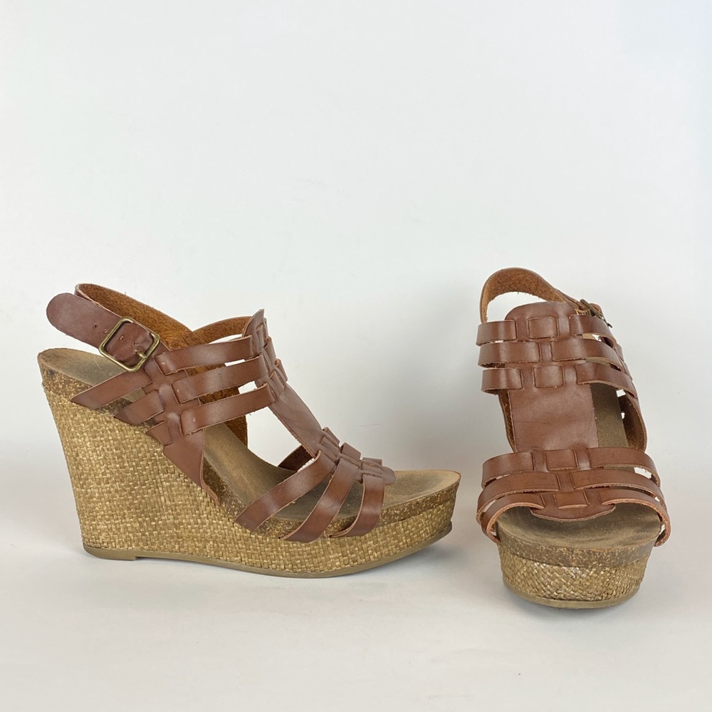 Mia Brown Woven Wedge Heels